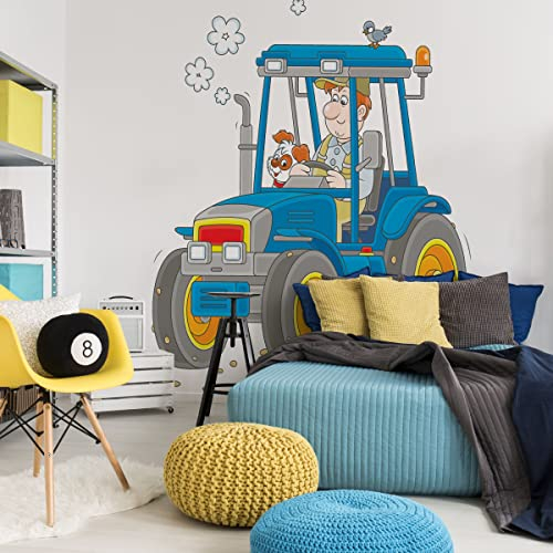Muralo Selbstklebende Fototapete 368x280 Kinder Traktor Bauer Hund Moderne Tapete Kinderzimmer Schlafzimmer Wandbilder Wandtapete Wandtattoo XXL Br.368xHö.280