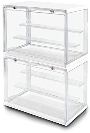 Vitrine en Acrylique Transparent; Plusieurs étapes pour la Collection Lego, Figurines, Modèles ; Boîte d'affichage de Gadgets, Organisateur de Collection de Figurines d'action ; (2, Blanc)