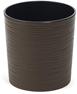 Tymar Pot de fleurs avec insert, pot de fleurs en plastique, grand pot de fleurs, forme ronde, aspect ciseau, intérieur et extérieur, jardin, balcon, terrasse, maison MADL001 (marron, Ø 30 cm)