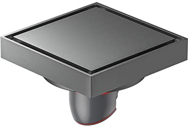 10Cm Quadratischer Duschrinne Mit 2-In-1 Flat & Tile Insert Cover, Bodenablauf Aus Messing Mit Haarsieb, Magnetischer Aufhängungskern, Schnelle Entwässerung,Grau