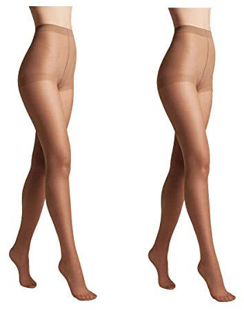Conte elegant 2er-Pack langlebige Damenstrumpfhose Halbmatt - SOLO 40 DEN - Damen Feinstrumpfhose Strumpfhose mit markiertem Höschenteil - Einfarbig Farbe Natural Größe 3
