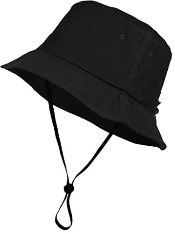 TOUTACOO, Chapeau de Soleil, Bob réglable, Mixte, Chapeau Toutes Saisons, Toucher Coton, jugulaire Amovible (8-Noir)