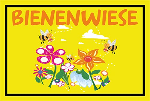 Melis-Folienwerkstatt Schild Bienenwiese 60x40cm - Bohrlöcher - 3mm Aluverbund – 20 VAR S00359-242-C