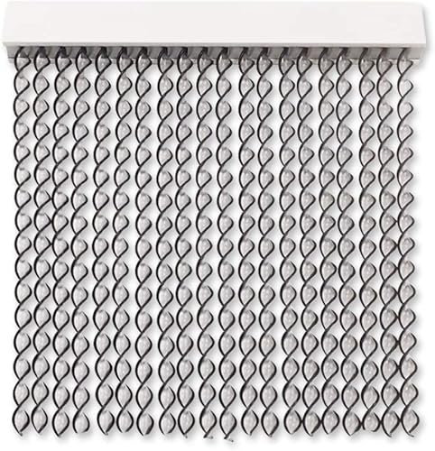 Genérico Cortinas Exterior Anti Moscas | Material PVC y Barra Aluminio | Ideal para Terraza y Jardín (Negro-Transparente, 90 x 230cm)