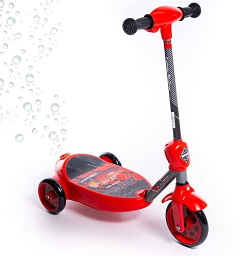 Huffy Disney Pixar Cars Bubble Electric Scooter For Kids 3-5 Years 6v Battery Toy Ride On Scooter With Bubble Machine ft Lightning McQueen, Red, One Size