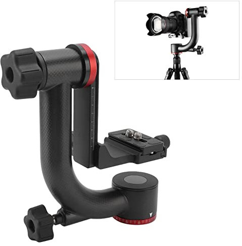 Akozon Tripod Ball Head, Gimbal Tripod Head Carbon Fiber 30lb Heavy Duty 360 Degree Panoramic Shooting Ball Head Stabilizer with Scale Line