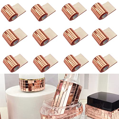Lot de 5 760 autocollants en verre véritable effet miroir argenté pour loisirs créatifs, mini carreaux de verre carrés, 5 mm x 5 mm (or rose)