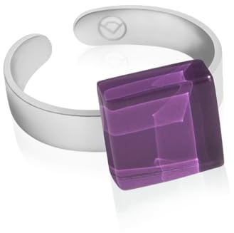 ALEXASCHA Ring mit Stein (10mm) • Geburtsstein Schmuck Damen bunt • Kleiner Edelstahlring größenverstellbar (min. Ø 17mm) • handgemacht & nachhaltig