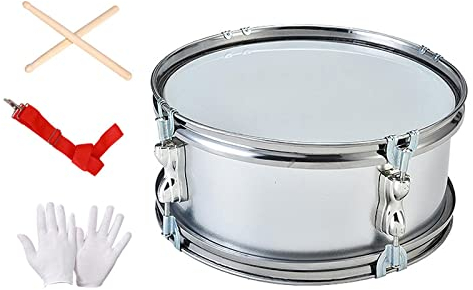 LOVIVER 11 Snare Drum mit Handschuhen Leichte Musikinstrumente Schlaginstrument für Kinder Kinder Erwachsene Geschenke, ARGENT