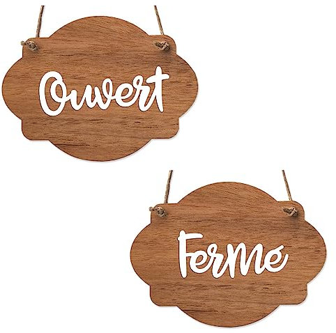 Plaque de porte en bois avec ventouse et cordelette Panneau ouvert fermé, pancarte toilettes, salle de bain... -