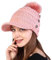 Kangqifen Damen Warmes Futter Schirmmütze Wintermütz Strickmütze mit Bommel Visier 3 Knöpfe Rosa