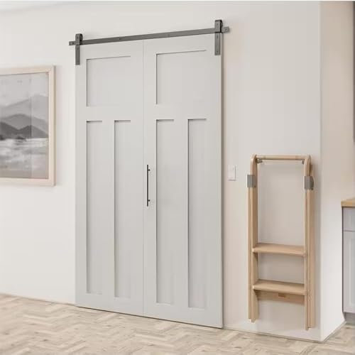 HOCONNIE 3FT/91cm Puerta de Granero Plegable Kit de Puerta de Granero con Carril de Puerta Corredera Ahorre Espacio para 2 Puertas