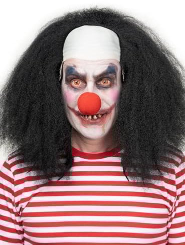 Horrorclown Perücke schwarz - Kostüm-Zubehör Karneval, Halloween & Motto-Party