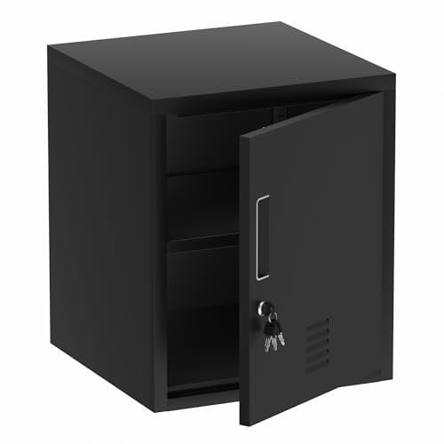 JINGUR Armoire de Rangement en métal avec Porte verrouillable et étagère réglable pour la Maison, Le Bureau, la Salle de Classe, l'atelier (Noir)