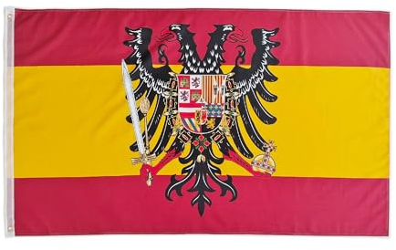 Bandera de España con Águila Bicéfala -Aguila Bicéfala Cruz de San Andrés150X90 CM, bandera España escudo imperio Carlos I