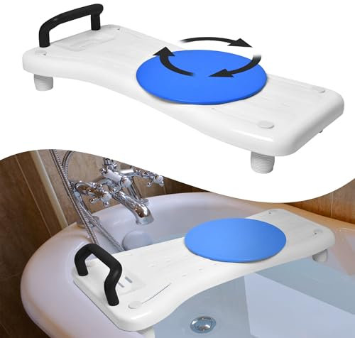 YRHome Asiento de Bañera Con Plato Giratorio, 75,5 x 34 cm, Ajustable Para Personas Mayores y Adultos, Tabla de Ducha