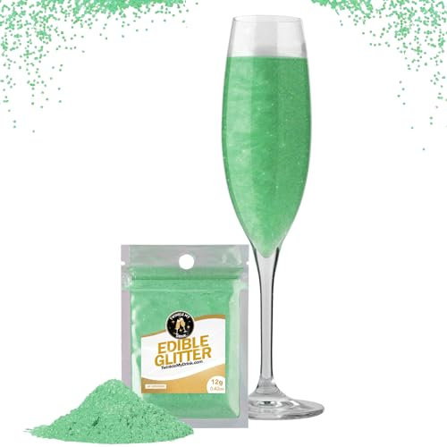 Twinkle my Drink® Essbarer Glitzer für Getränke Green - Halloween Party Deko - Glitzer essbar für Sekt & Likör - vegan, geschmacksneutral - 12g für über 60 Getränke