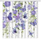 NYDSZNE Schmetterlings-Duschvorhang, violett, Blume, Schmetterlinge, blühendes grünes Blatt, Zweig, Aquarell, Flieder, Frühling, Natur, verträumt, Badezimmer-Dekor, Stoff-Duschvorhang mit Haken