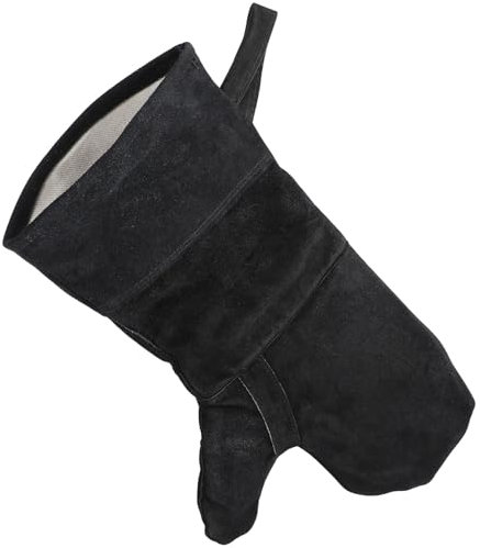 Housoutil Log Burner Gloves, Extreme Heat Fire Resistant Gloves, Leather Stove Oven Mitts for Fireplace Stove Oven Grill Welding BBQ Pot Holder