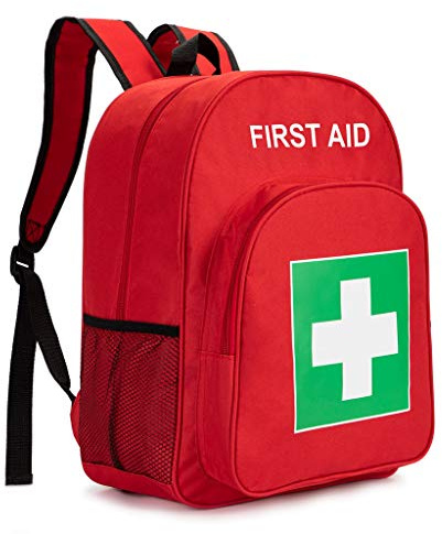 Jipemtra Red Emergency Bag First Aid Backpack Empty Medical First Aid Treatment First Responder Trauma Bags for Hiking Outdoors Travel Camping Daycare (Red lb)