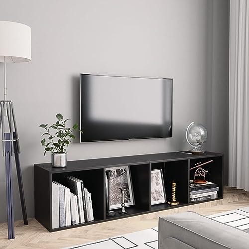 ShGaxin Libreria/Mobile TV Nero 143x30x36 cm,Mobili,Scaffalature,Scaffali e mensole per pareti-800262