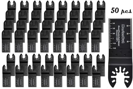 50 Pcs Oscillating Multitool Blades, Oscillating Saw Blades, Quick Release Oscillating Multi Tool Blades for Wood,Plastic, Multi Tool Blades Compatible with Makita, Milwaukee, Bosh, Fein, More