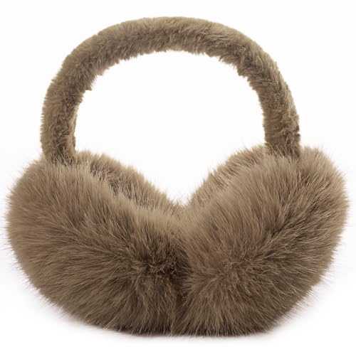 ZMUBB Winter-Ohrenschützer für Damen und Herren, faltbar, flauschig, Kunstfell, Ohrwärmer, perfekte Ohrenschützer für kalte Tage (braun)