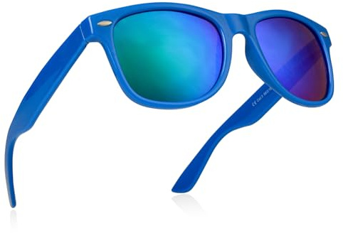 Miobo Retro Sonnenbrille, verspiegelt, Nerd-Design, Unisex, Club-Stil, UV400