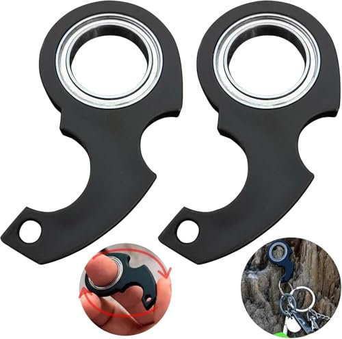 Lot de 2 porte-clés rotatifs multifonctionnels, porte-clés portable et amusant, soulage l'ennui (noir)