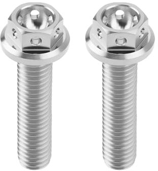 ECSiNG 2 Pernos de Cabeza Hexagonal con Brida M6 X 25 Mm Pernos de Titanio con Rosca Completa Pernos Perforados para Bicicletas Deportivas Y Karts Alambre de Bloqueo Plateado