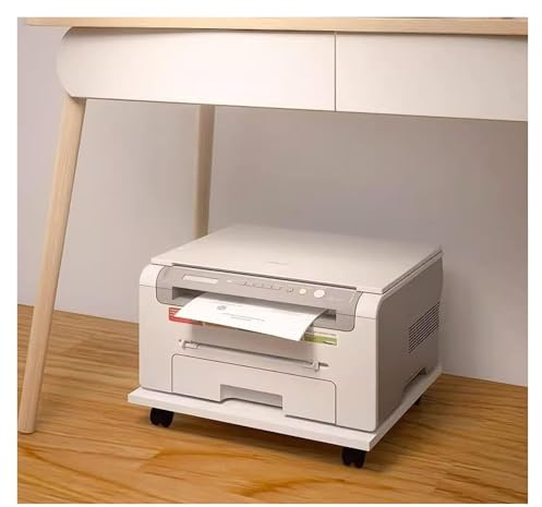 BTBTB Druckerständer mit Untertisch-Druckerständer mit 4 Lenkrollen, beweglicher Drucker-Kopierer-Ständer, weißes Rolltablett-Pflanzenregal, Büro-Desktop-Ständer(49x44x6.6cm)