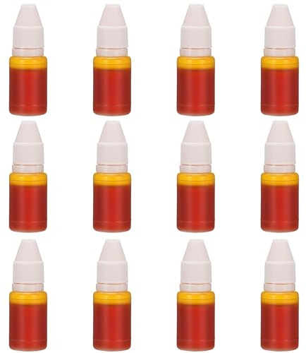 PATIKIL 0,33 Unzen Nachfülltinte für Stempel und Stempelkissen, 12 Stück 10 ml Stempelkissen-Nachfülltinte für Bürostempel Selbstfärbestempel Datumsstempel Scrapbooking, Gelb
