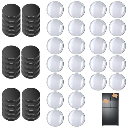 48Pcs Transparent Glass CabochonsMagnets for Crafts - 24 Round Magnets + 24 Glass Dome Gems - DIY Craft Supplies - Magnetic Discs for Jewelry Making & Fridge Magnets - 48 Pieces Total, 25mm Size