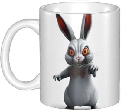 MKGOHLG Mug en céramique imprimé lapin zombie pour cappuccino, latte, céréales, yaourt, lait, boissons chaudes ou froides, four à micro-ondes