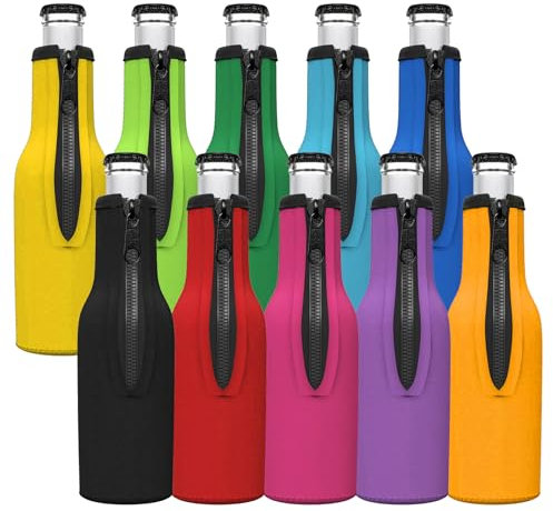 10 enfriadores de botellas de cerveza, 330 ml, enfriadores de cerveza con cremallera, tapas para enfriar botellas de cerveza, aislantes para cerveza, bebidas (10P)