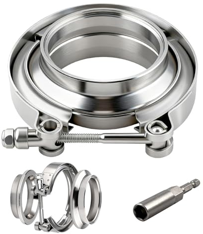 mawmuaw Morsetto V-Band in Acciaio Inossidabile 50,8 mm (2,0) con Flange Maschio e Femmina per Scarico Chiusura Rapida Morsetto a V per Tubi di Scarico Turbo