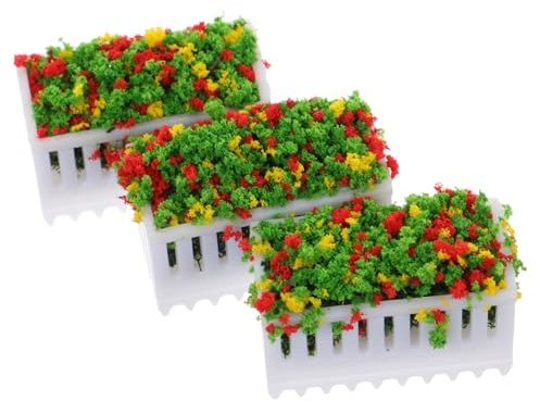 Honitano Puppenhaus Miniaturpflanzen 3 Stück aus Kunstharz | Realistische Lange Blumenbeete, Feine Verarbeitung, Einfache Montage, für Wohnzimmer und Garten, Farbstabil