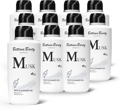 Bettina Barty Musk Bath & Shower Gel 12 x 500 ml – Duschgel mit sinnlichem Moschusduft – Feuchtigkeitsspendende Pflege für alle Hauttypen