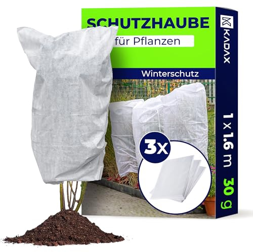 KADAX Pflanzenschutzhaube 100 x 160 cm, 3er Set, Schutzhaube für Pflanzen im Winter, Winterschutzhaube aus Vlies 30 g/m², Winterschutz für Kübelpflanzen, Kälteschutz