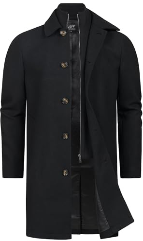 JEFF Herren JFTyler Klassischer Herrenmantel Winterjacke mit Strickeinsatz | Eleganter Herrenmantel im zeitlosem Design, Wintermantel, Businessmantel, Parka, Übergangsmantel, Wollmantel für Männer