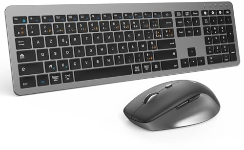 seenda COE300 Clavier Souris sans Fil Bluetooth, Double Bluetooth&2.4G USB | Connexion Multi-Appareils, Silencieux, Clavier AZERTY Ultra-Fin, Souris 4 Niveaux DPI, Compatible Windows/Mac OS/iPad/Android