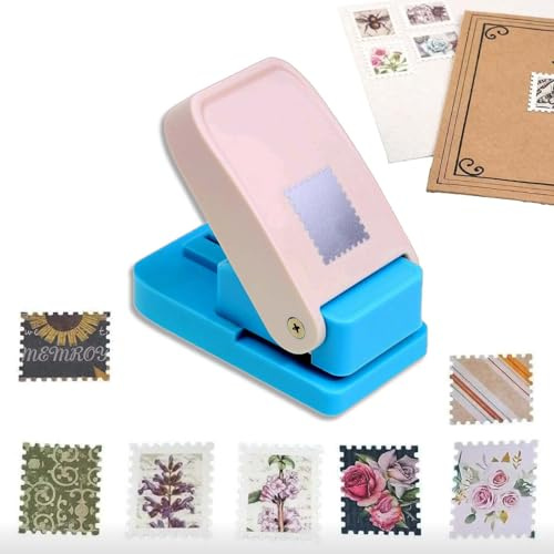 Briefmarken Stanzer, Papierstanzer mit Gewellter Rand, Tragbar Stamp Punch | YBISVXR Stanzer Quadrat für DIY Geschenkkarten, Briefumschläge, Etiketten, Paper Punch