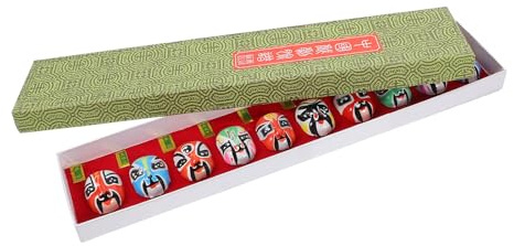 OHPHCALL Figurines Miniatures De Masques D'opéra De Pékin En Argile 10pcs Décoration Artistique Pour Bureau Et Maison Style Culturel Plusieurs styles