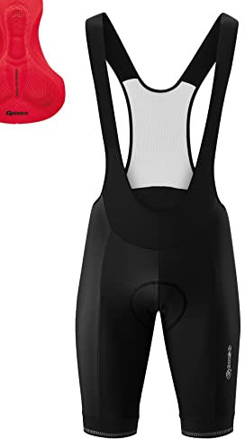Gonso Sitivo Bib, Kurze Herren Träger-Radhose, Mit Sitivo Red Comfort Sitzpolster, Hohe Bewegungselastizität und Antirutsch-Silikon-Beingummi, Enganliegende Passform, Schwarz/Rot, Gr. S