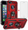 Asuwish Compatible with iPhone 5S 5 SE 2016 5SE Case with Tempered Glass Screen Protector Stand Ring Holder Shockproof Silicone Heavy Duty Accessories Magnetic Rugged Metal i Phone5s Cases 6SE Red