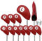 Golf Club Head Covers for Irons Magnetic Closure Value 11 pcs/Set, Double Number Printed Headcovers Deluxe Synthetic Leather Professional Thick Color Red Fit All Iron Clubs (Red)