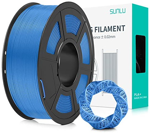 SUNLU PLA+ Filament 1.75mm, PLA Plus 3D Drucker Filament, Stärker belastbar, Neatly Wound, 1KG 3D Druck PLA+ Filament, Maßgenauigkeit +/- 0.02mm, Blaugrau