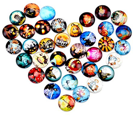 Milisten 20 Stück DIY Glas-Cabochons Dekorative Glasaufkleber Halloween Stil halbrunde Glas Zeit Edelsteine für DIY Handwerk Kühlschrank Magnet Puppe Machen Schmuck Finden 2 cm