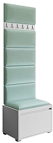 Mirjan24 Garderoben-Set Najas 60 II, Schuhschrank + Kleiderhakenbrett, 6 Kleiderhaken, Flurgarderobe, Wandgarderobe, Schrank (Manila 11, 6 Stück gepolsterte Wandpaneele Samit 60 x 30 cm)