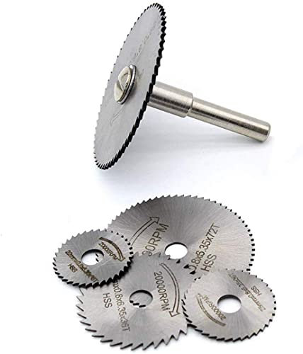 ZXF 5 Pcs HSS Rotary Drill Saw Blades, Steel Saw Disc Wheel Cutting Blades with 1/4 Inches Shank Mandrel